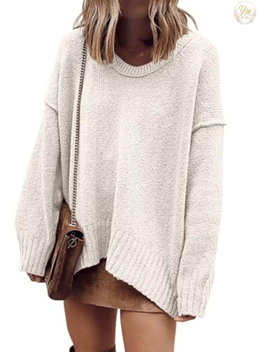Oversized Scoop V Neck Batwing Sleeve Pullover Sweater